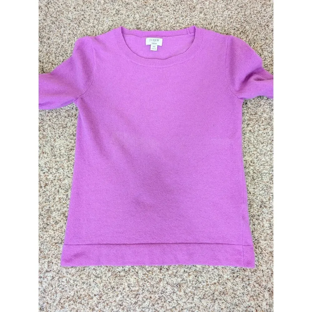J.CREW Sweater Women XS Hot Pink Teddie Pullover Cotton Merino Wool